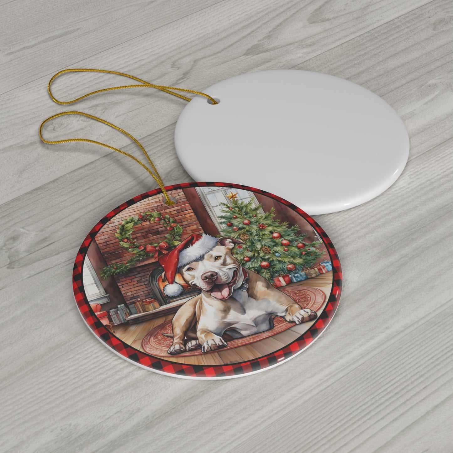 American Pit Bull Christmas Dog Ceramic Disc Ornament           Item #877931