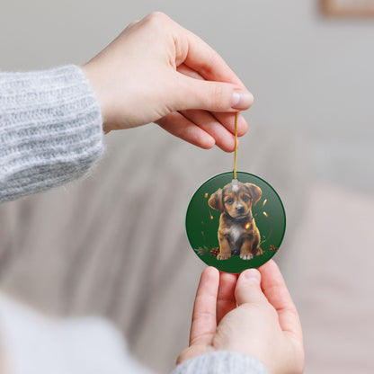 Ceramic Puppy Christmas Ornament  Item #959858