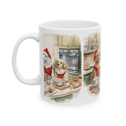 Christmas Dogs Baking Ceramic Mug — Festive Dogs Holiday Coffee Cup 11oz   Item #309585