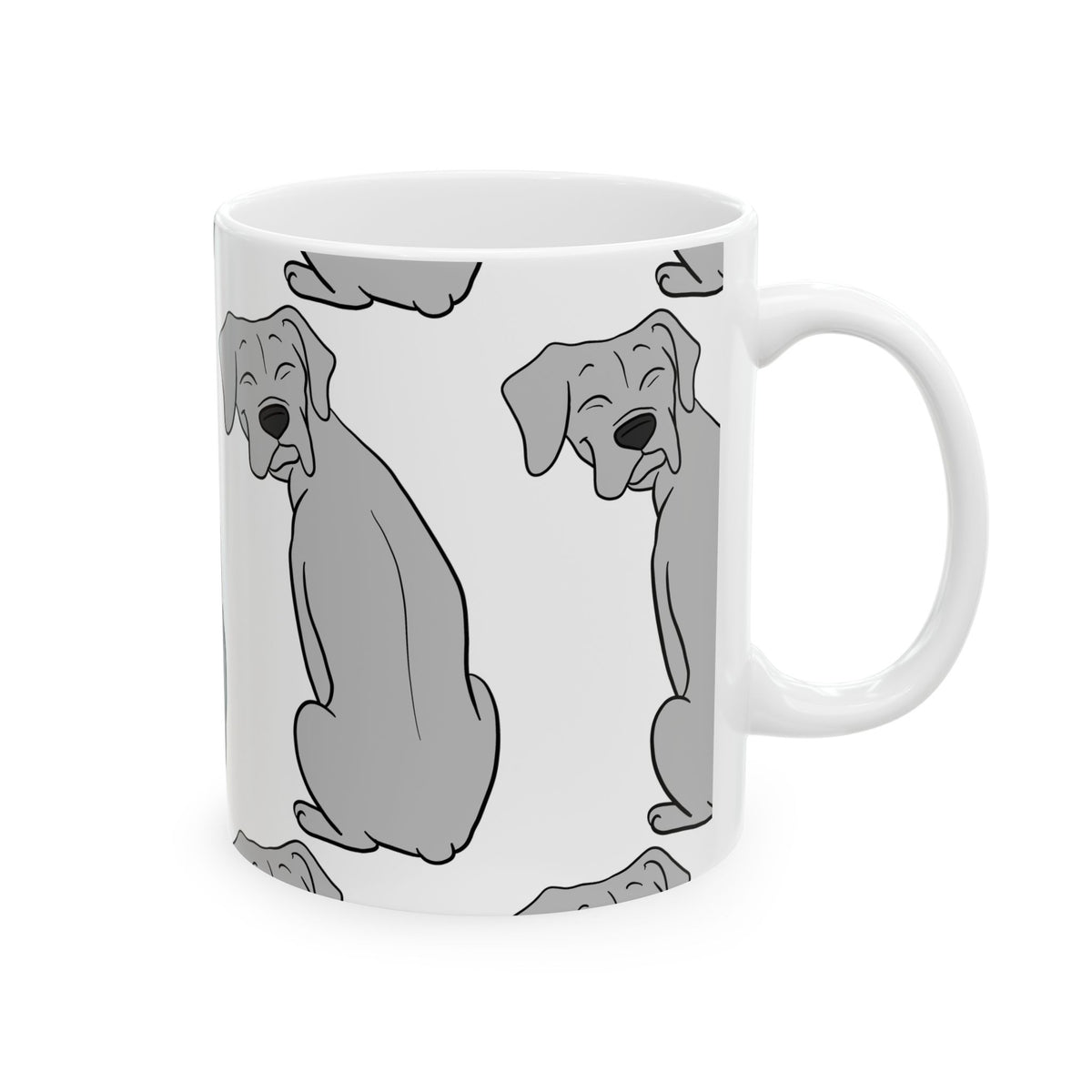Grey Lab Dog Pattern Ceramic Mug — Cute Labrador Coffee Cup 11oz   Item #542949