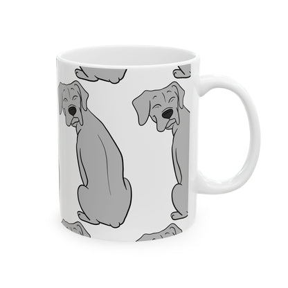 Grey Lab Dog Pattern Ceramic Mug — Cute Labrador Coffee Cup 11oz   Item #542949