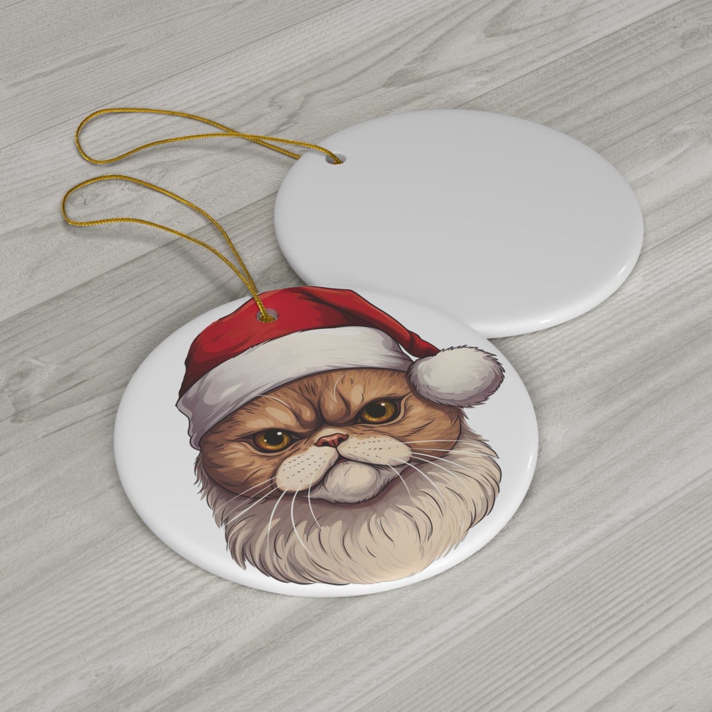 Exotic Shorthair Cat With Santa Hat Ceramic Ornaments         Item #9345699