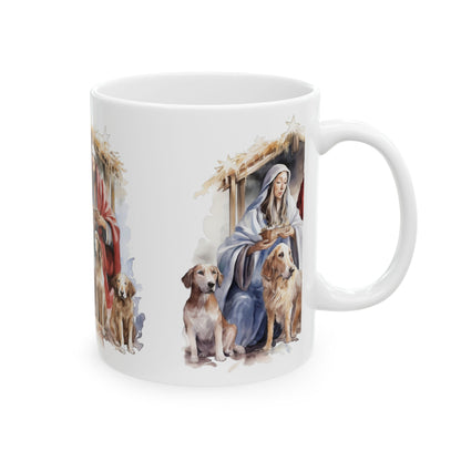 Nativity Mug with Dogs — Religious Christmas Coffee Cup 11oz  Item #505916