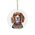 Dog With Christmas Sweater Ceramic Disc Ornament              Item #3445509
