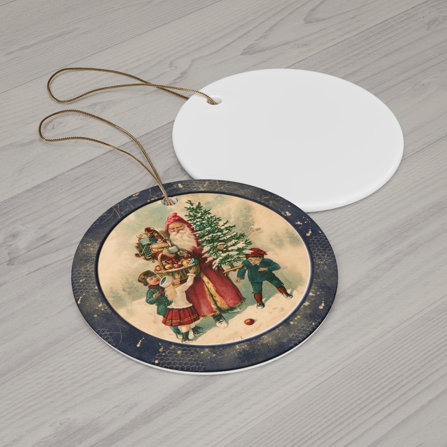 Santa With Kids Ceramic Disc Ornament      Item #6781886