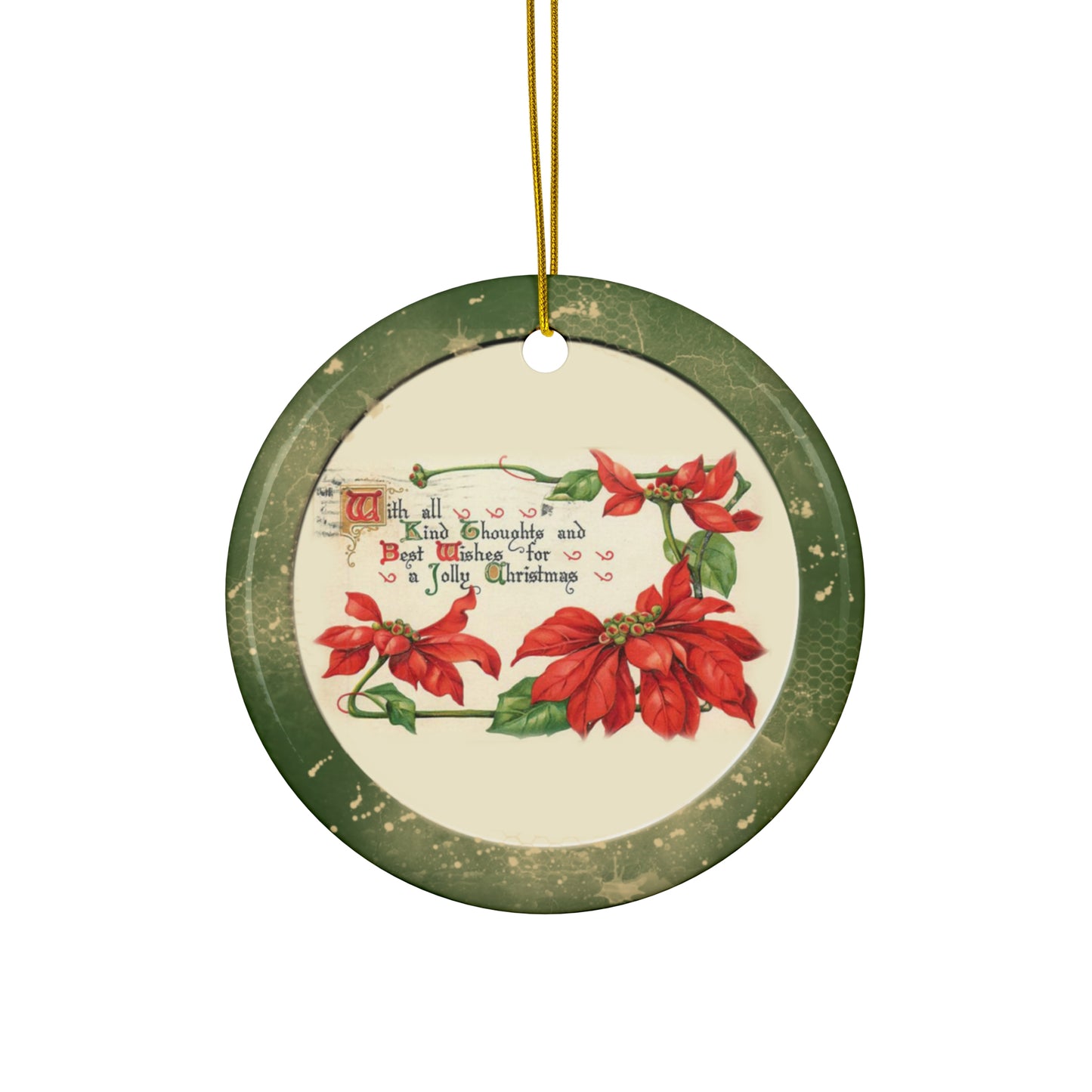 Poinsette Ceramic Disc Ornament        Item #7621435