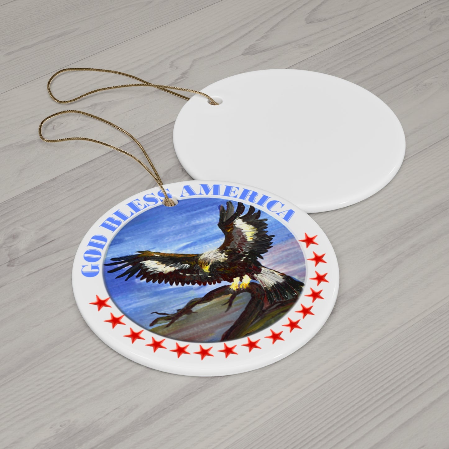 God Bless America Ceramic Disc Ornament      Item #423662