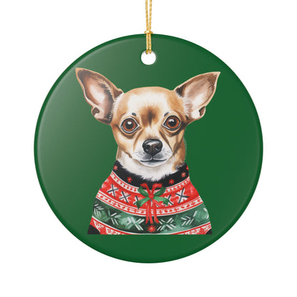 Chihuahua Christmas Sweater Ceramic Ornament   Item #713656