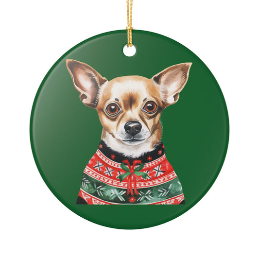 Chihuahua Christmas Sweater Ceramic Ornament   Item #713656