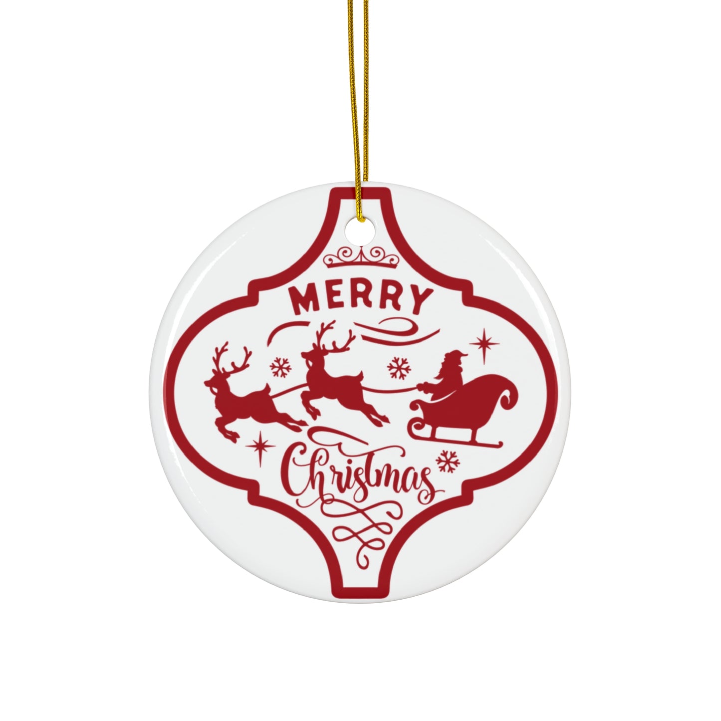 Merry Christmas Sleigh Ceramic Disc Ornament         Item #5744265