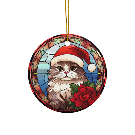 Santa Cat Ceramic Ornament                Item #7088562