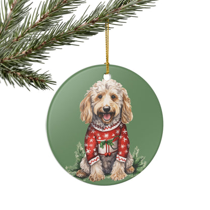 Christmas Dog in Sweater Ceramic Ornament   Item #29217
