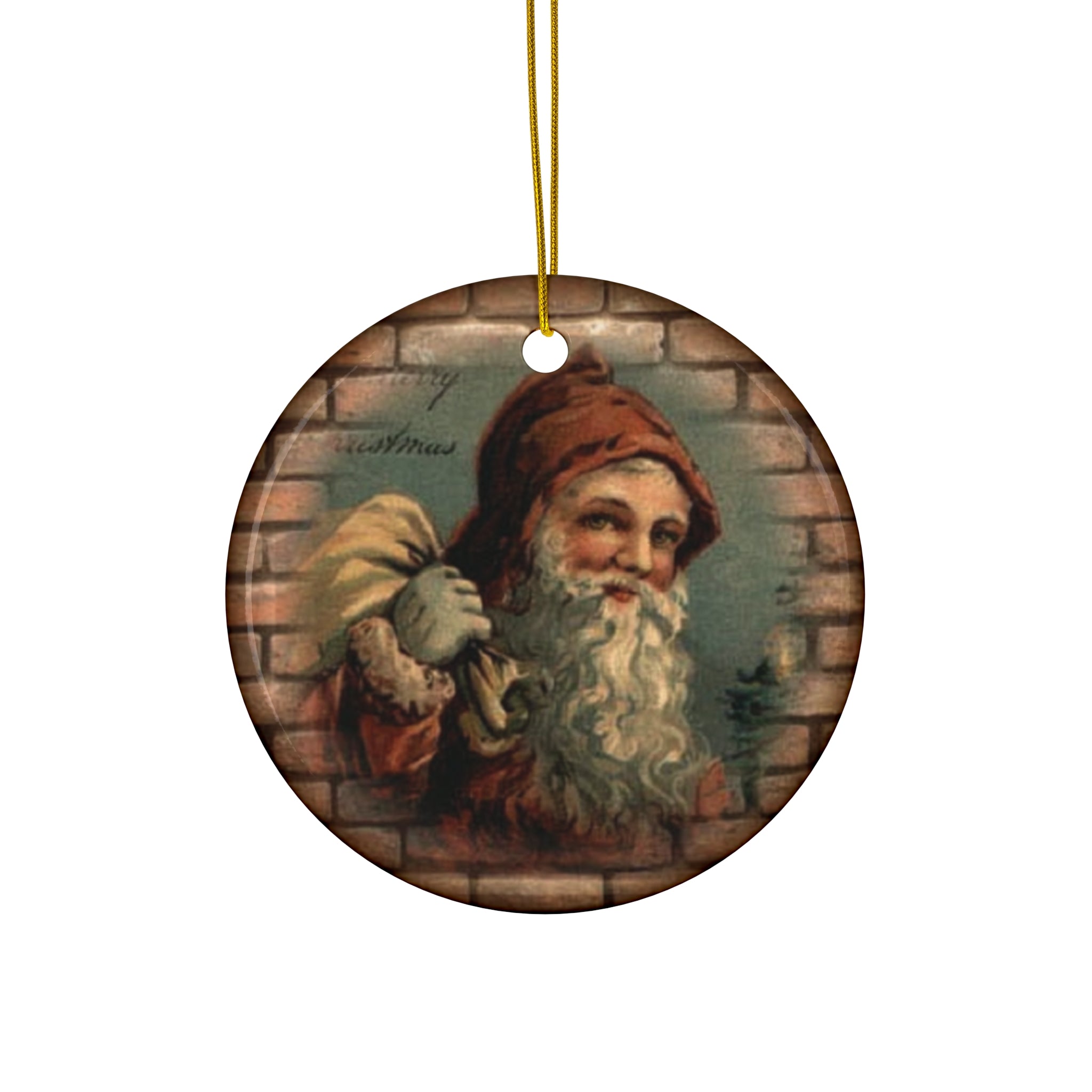 Santa Ceramic Disc Ornament       Item #240453