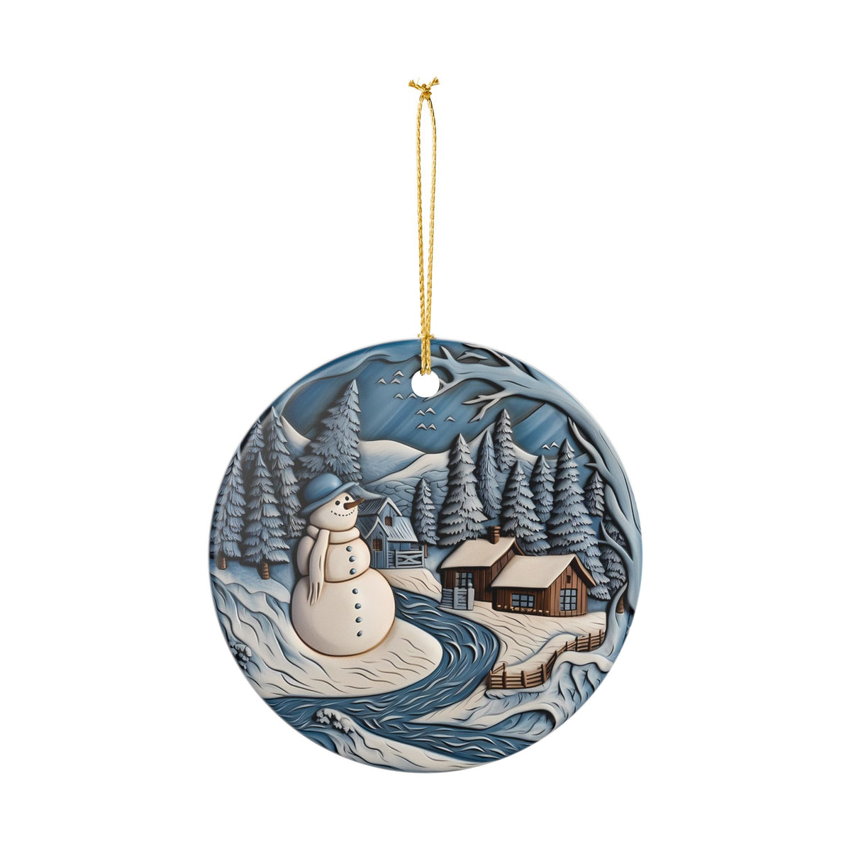 Winter Wonderland Snowman Ceramic Ornament    Item #17256