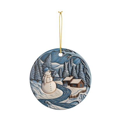 Winter Wonderland Snowman Ceramic Ornament    Item #17256