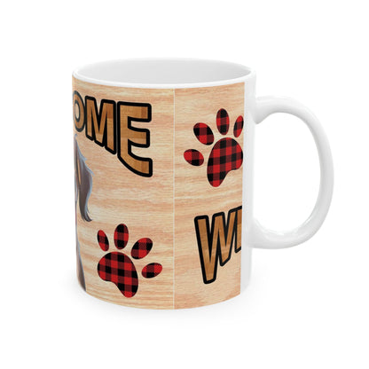 Welcome Puppy Ceramic Mug – Cute Dog Paw Print Coffee Cup 11oz   Item #276836