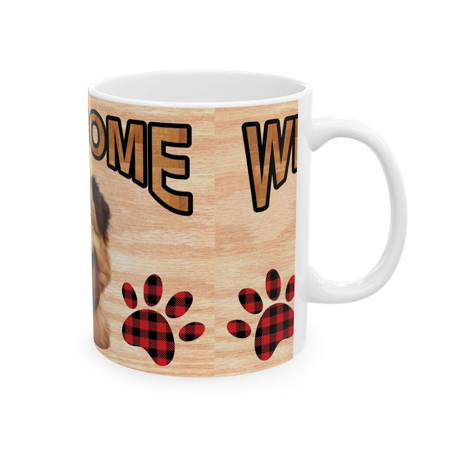 Welcome Puppy Ceramic Mug — Cute Dog Paw Print Coffee Cup 11oz   Item #716682