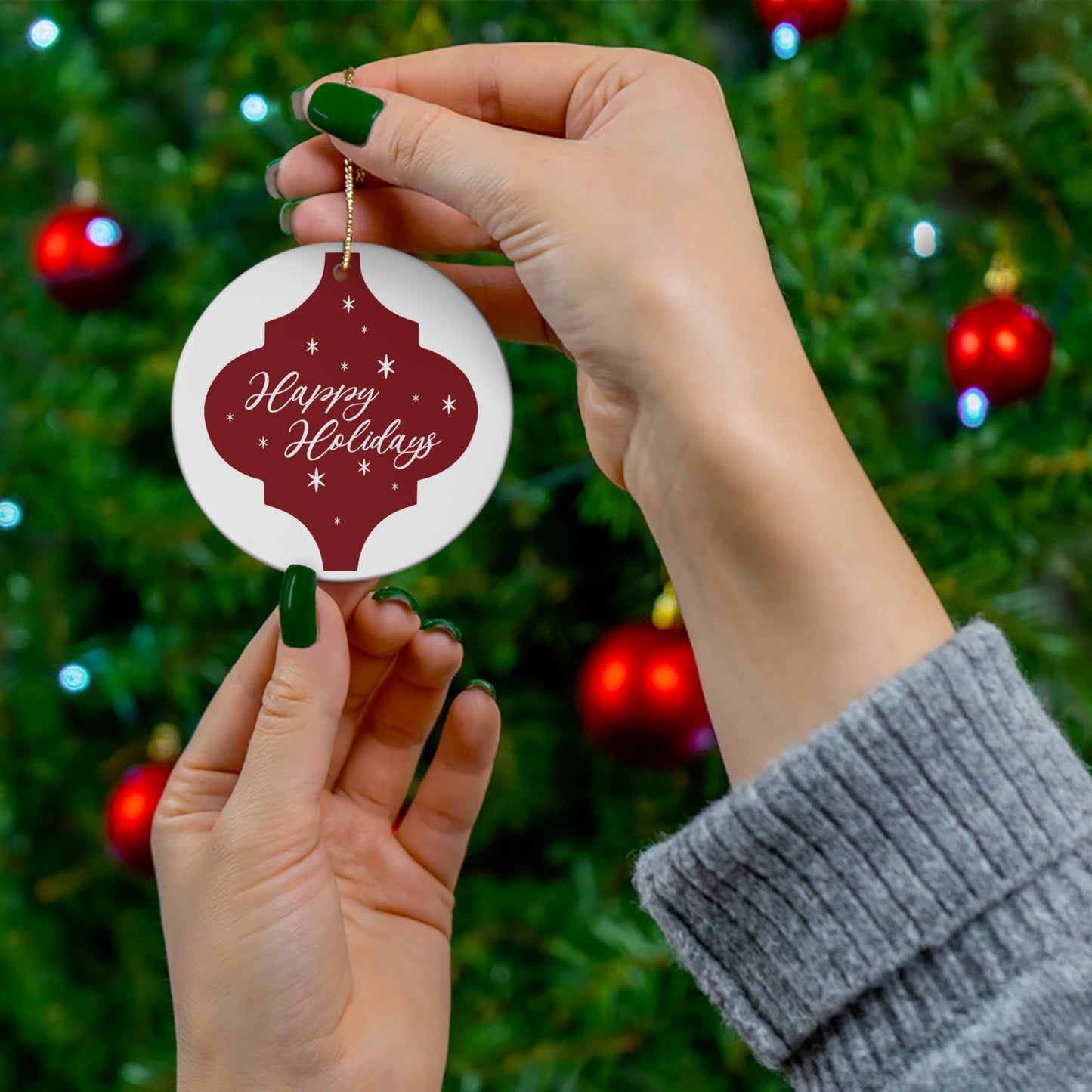 Happy Holidays Ceramic Disc Ornament         Item #2453532