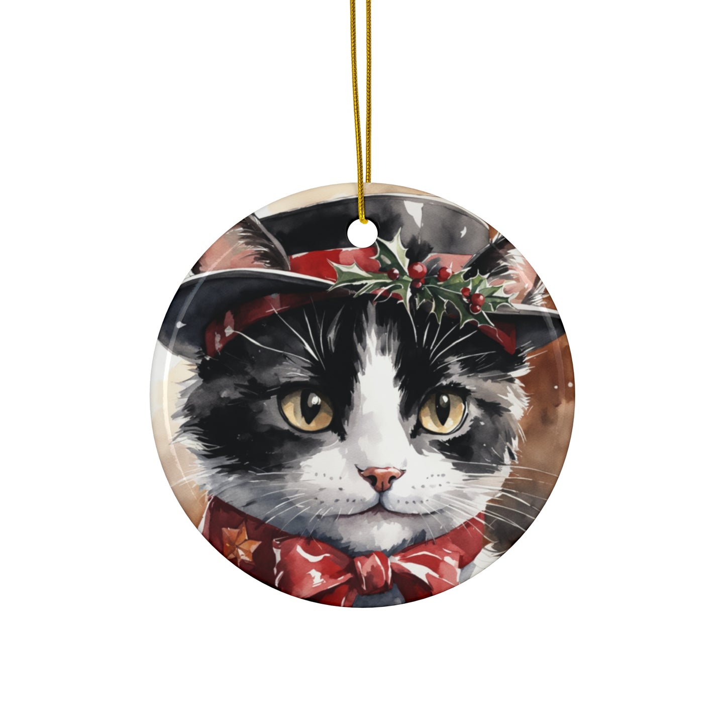 Ceramic Ornament - Christmas Cat     Item #428105