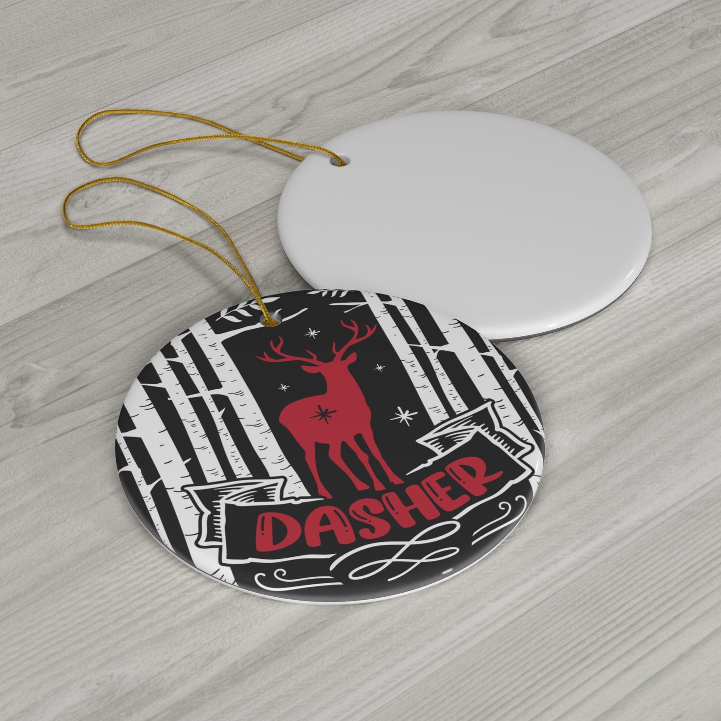 Dasher Ceramic Disc Ornament          Item #4709756