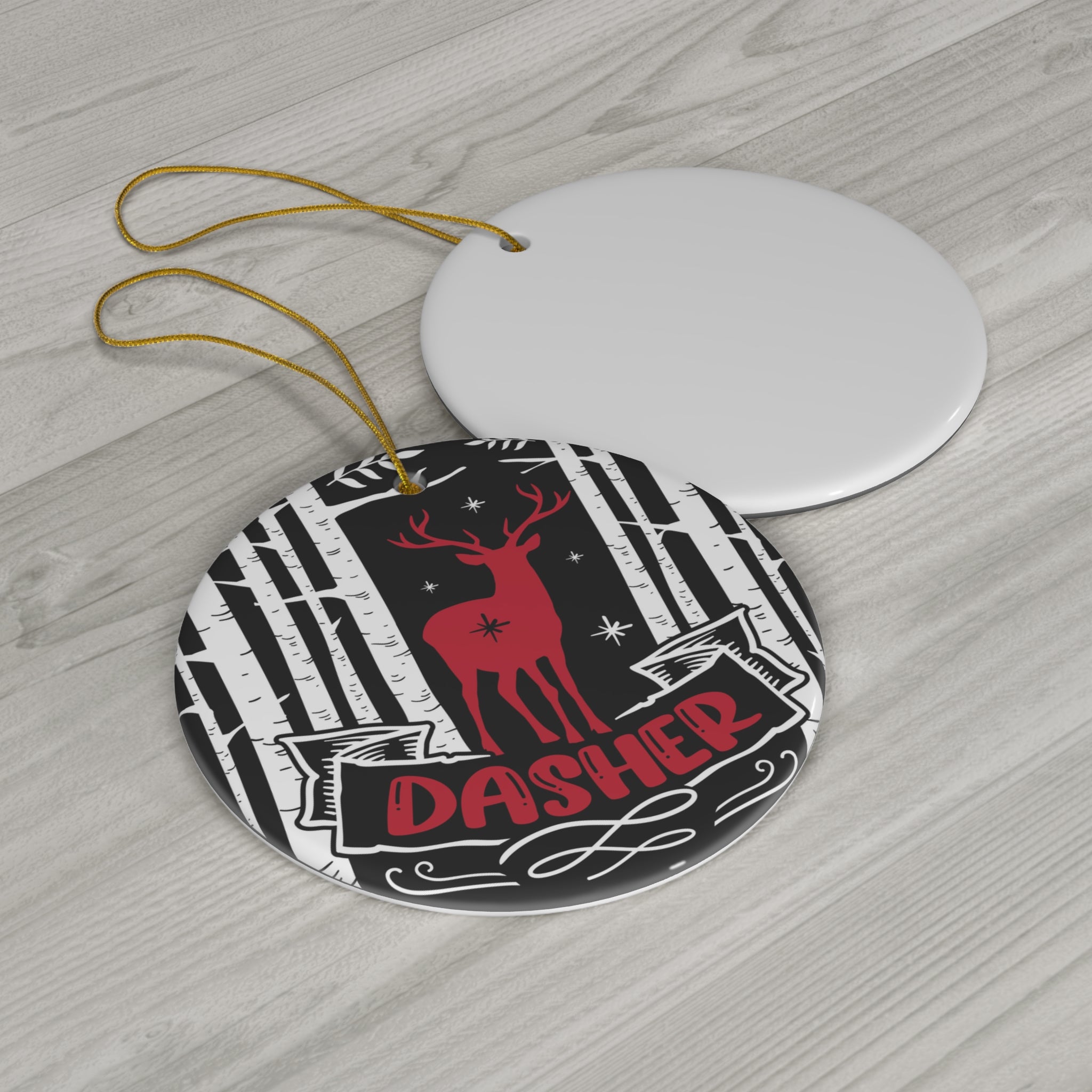 Dasher Ceramic Disc Ornament          Item #4709756