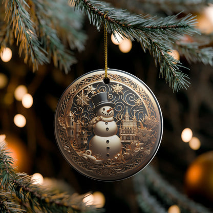 Snowman Winter Wonderland Ceramic Christmas Ornament    Item #378274