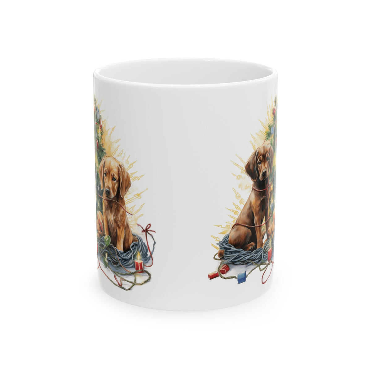 Festive Dogs By Christmas Tree Ceramic Mug 11oz  Item #890375