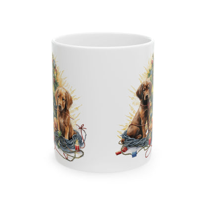 Festive Dogs By Christmas Tree Ceramic Mug 11oz  Item #890375