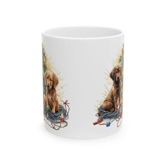 Festive Dogs By Christmas Tree Ceramic Mug 11oz  Item #890375