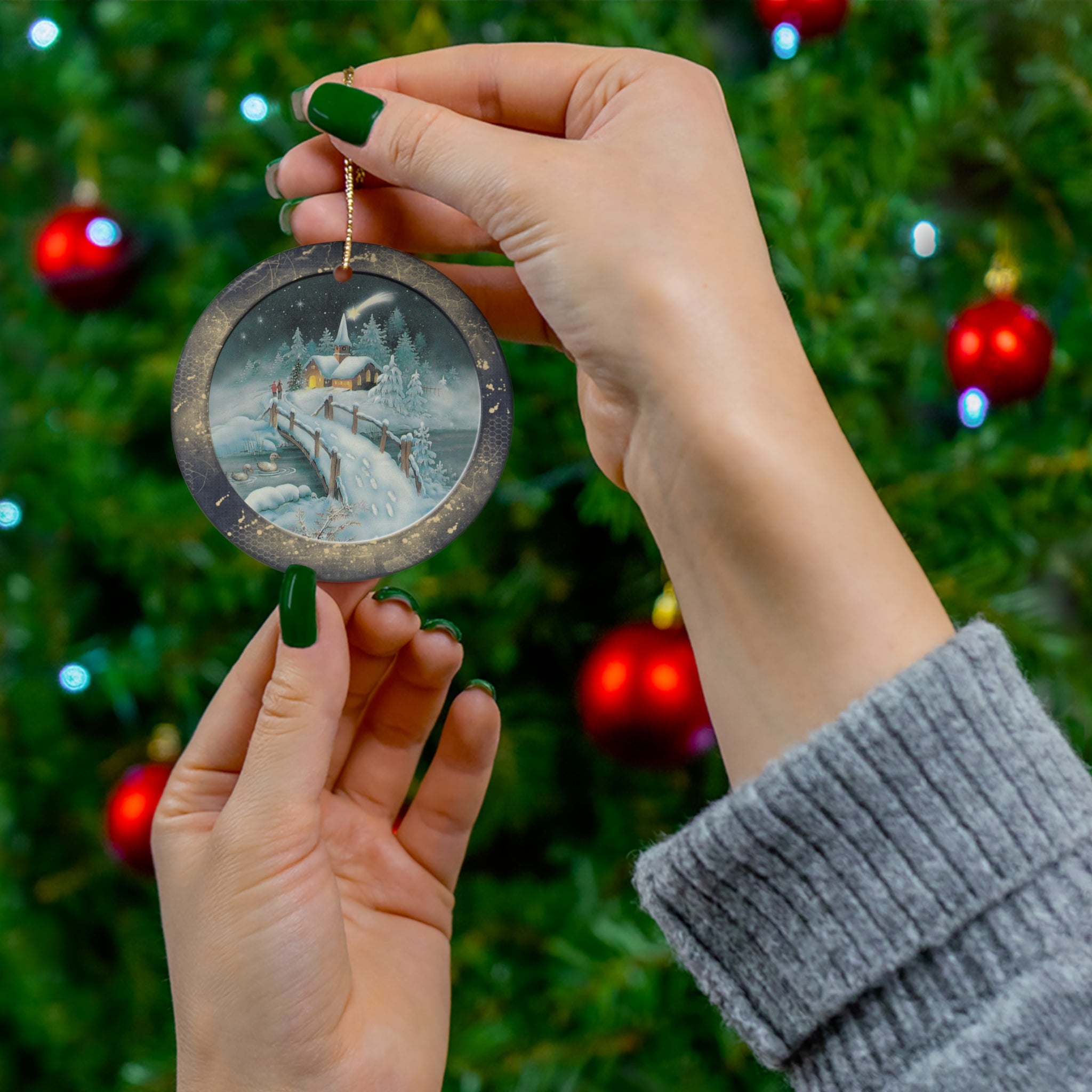 Winter Scene Ceramic Disc Ornament          Item #6081963