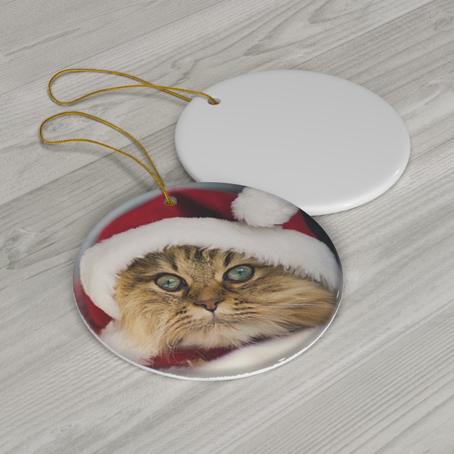 Christmas Cat Ceramic Disc Ornament         Item #7478049