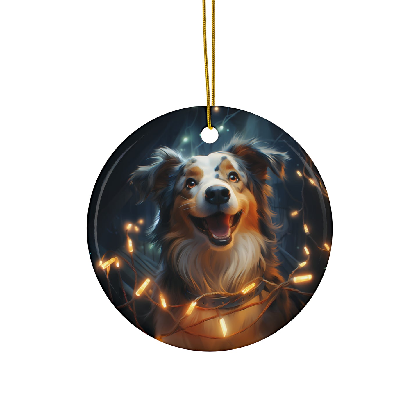 Ceramic Ornament - Xmas Dog With Lights       Item #4415041