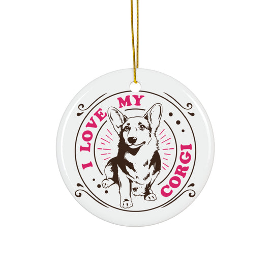 I Love My Corgi Ceramic Disc Ornament             Item #9661614