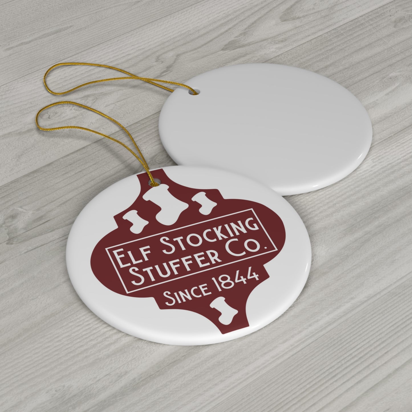 Elf Stocking Stuffer Ceramic Disc Ornament         Item #2664178