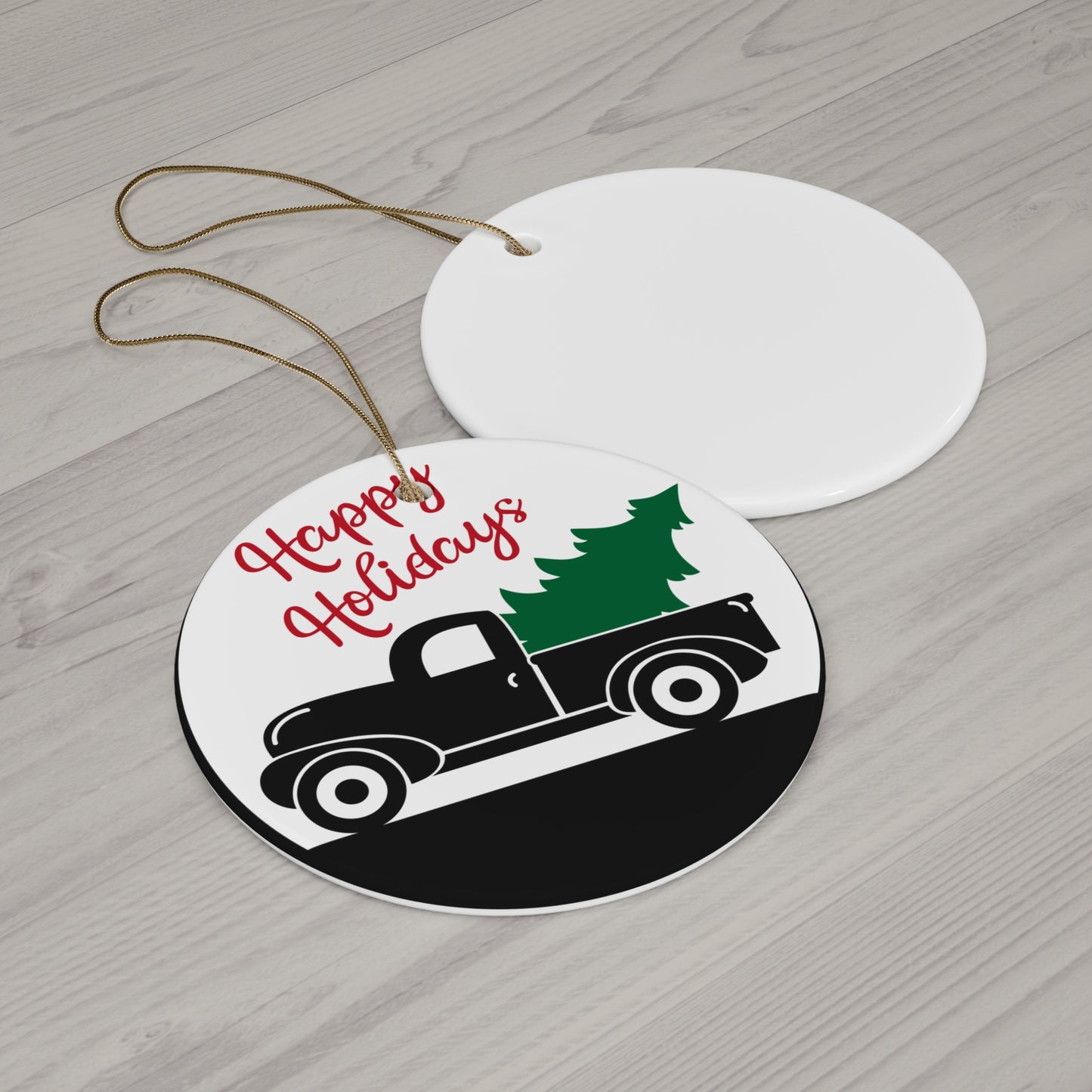 Happy Holidays Ceramic Disc Ornament      Item #6480299