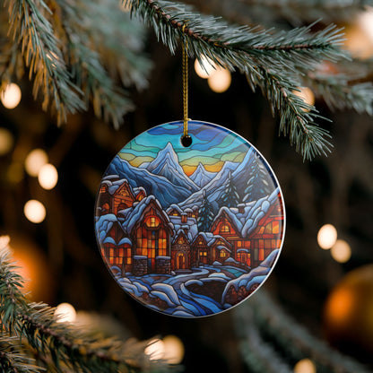 Winter Mountain Village Ceramic Ornament    Item #422194