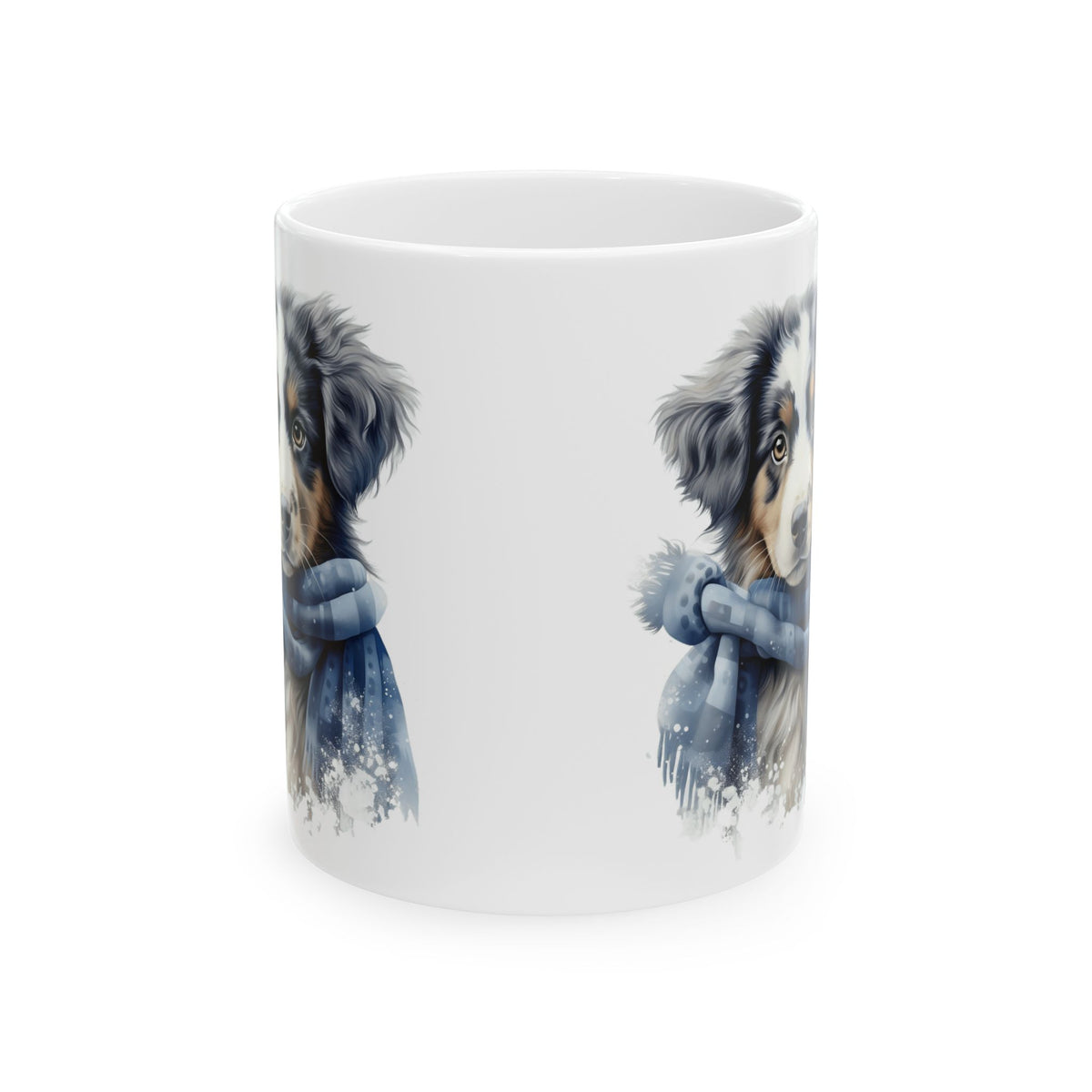 Winter Dog With Scarf Ceramic Mug – Cute Cozy Coffee Cup Gift 11oz   Item#72937