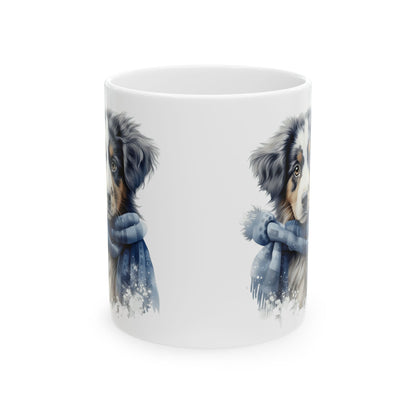 Winter Dog With Scarf Ceramic Mug – Cute Cozy Coffee Cup Gift 11oz   Item#72937