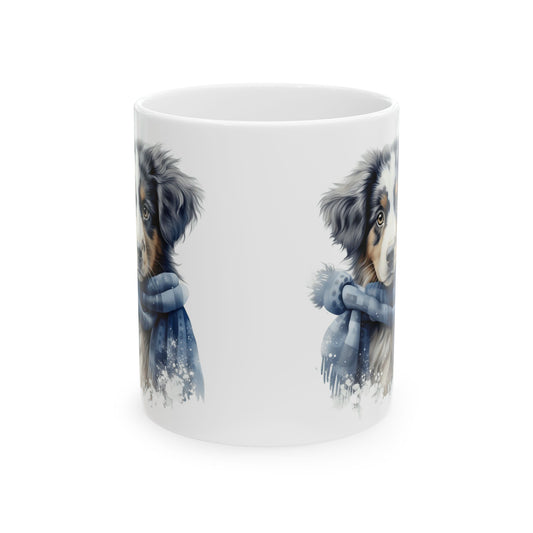 Winter Dog With Scarf Ceramic Mug – Cute Cozy Coffee Cup Gift 11oz   Item#72937