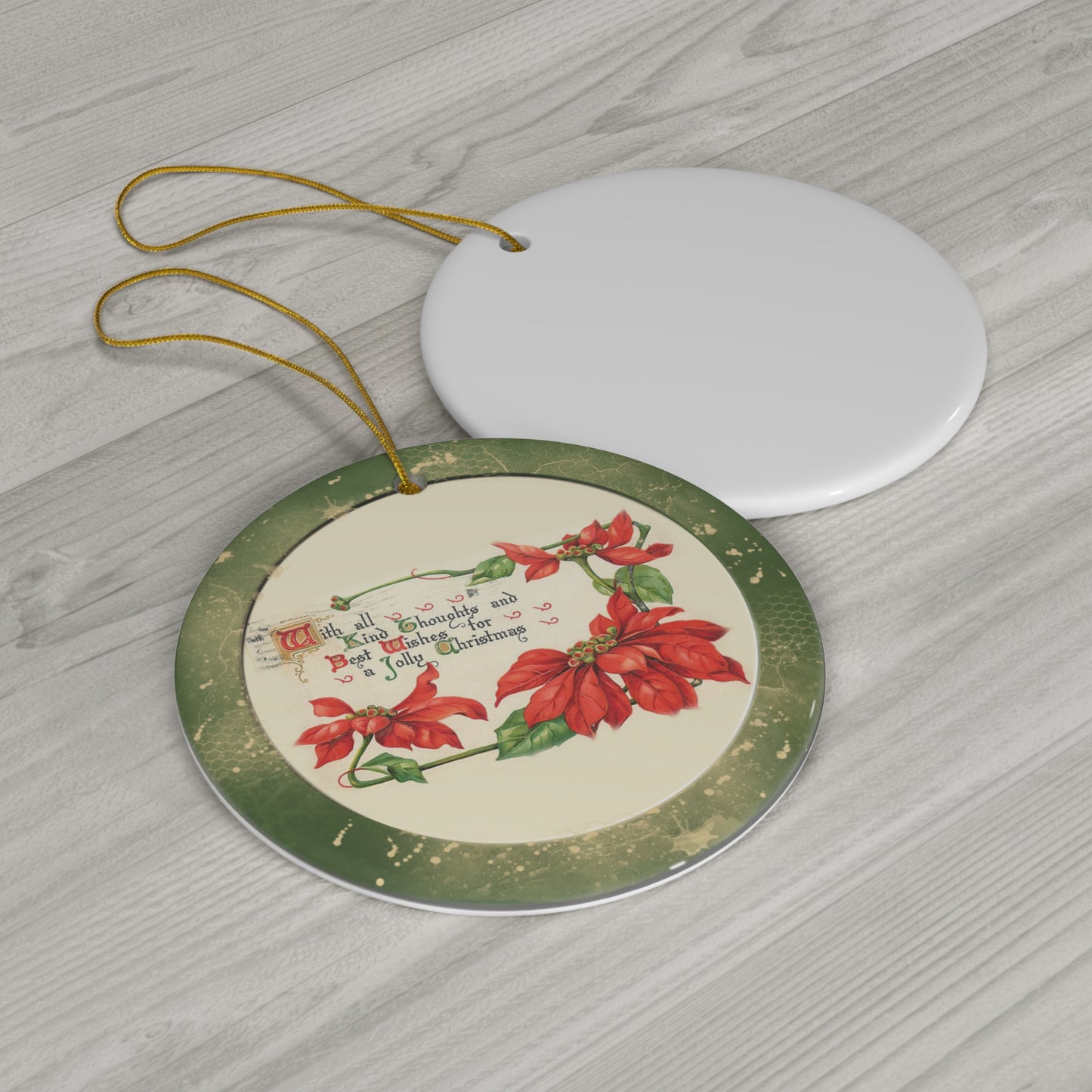 Poinsette Ceramic Disc Ornament        Item #7621435