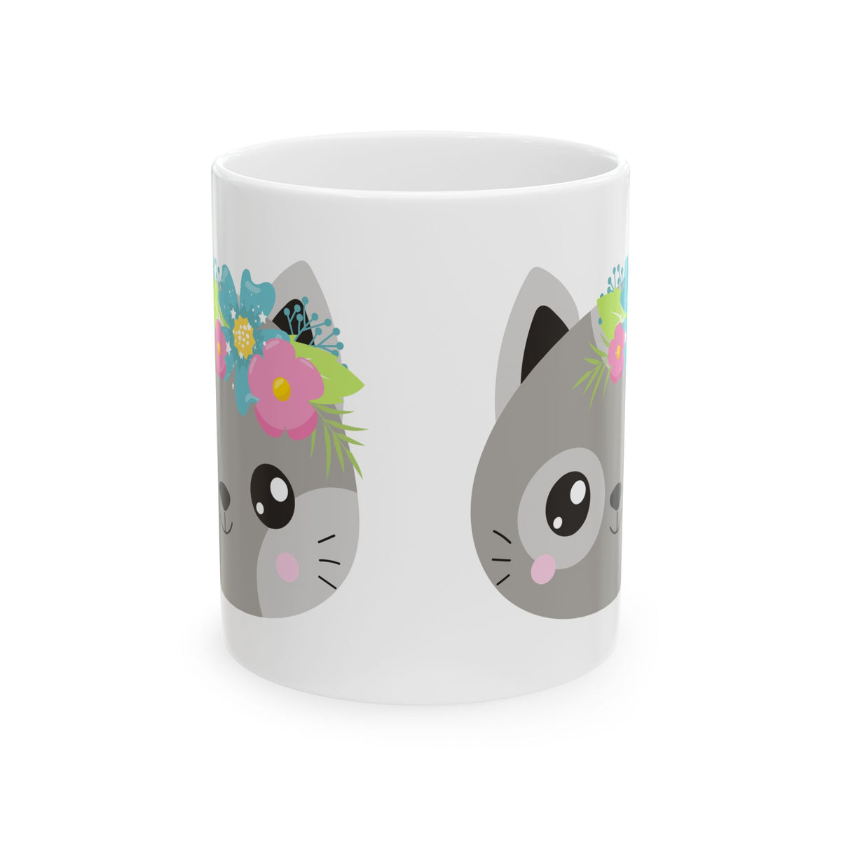Cute Floral Cat Ceramic Mug  11oz   Item #451503