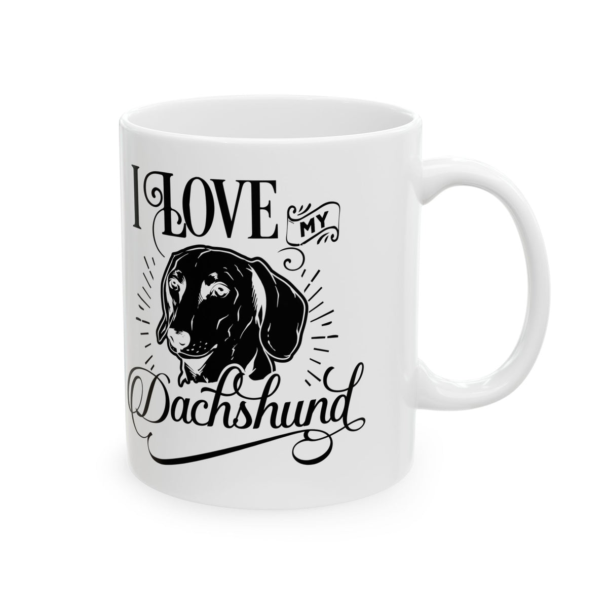 Dog Dad Ceramic Mug — "I Love My Dog" Black & White Pet Lover Coffee Cup 11oz   Item #860552