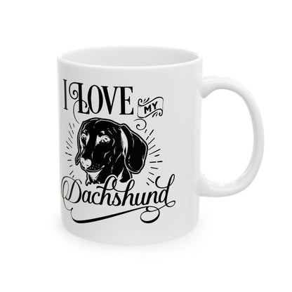 Dog Dad Ceramic Mug — "I Love My Dog" Black & White Pet Lover Coffee Cup 11oz   Item #860552