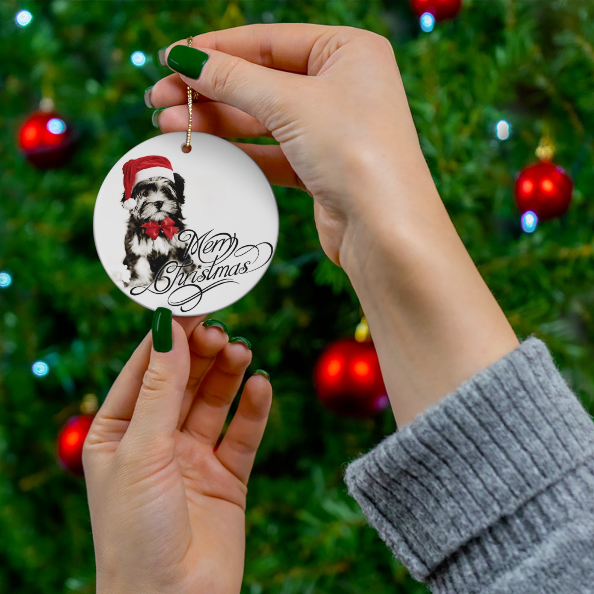 Merry Christmas From The Dog Ceramic Disc Ornament          Item #6021037 - Buckshot's Bargain Barn