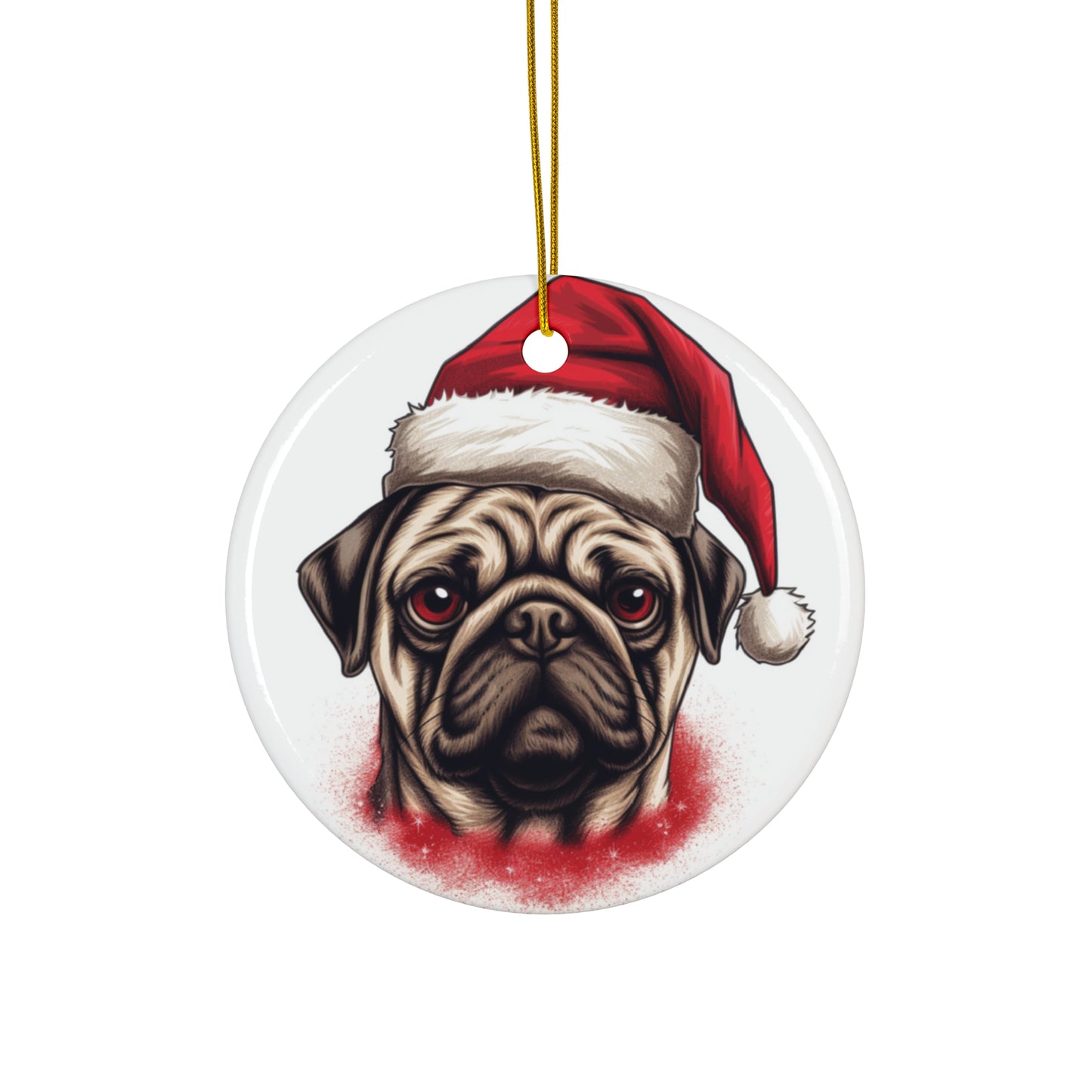 Ceramic Ornament - Christmas Pug Dog   Item #1958059