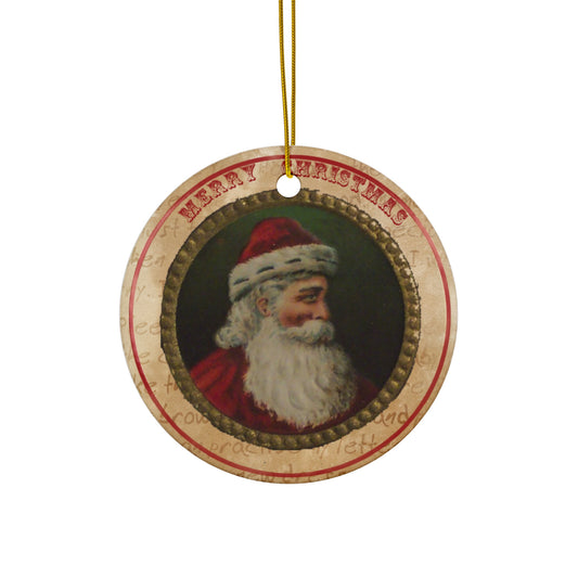 Santa Ceramic Disc Ornament         Item #164591