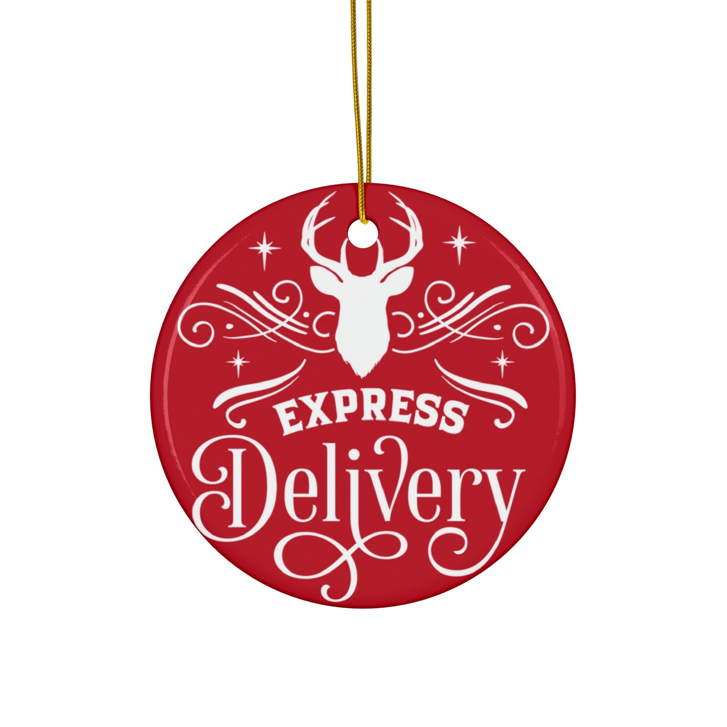 Express Delivery Reindeer Ceramic Ornament      Item #631558