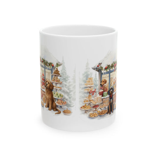 Cozy Christmas Market Ceramic Mug with Festive Dog Design 11oz   Item #325968