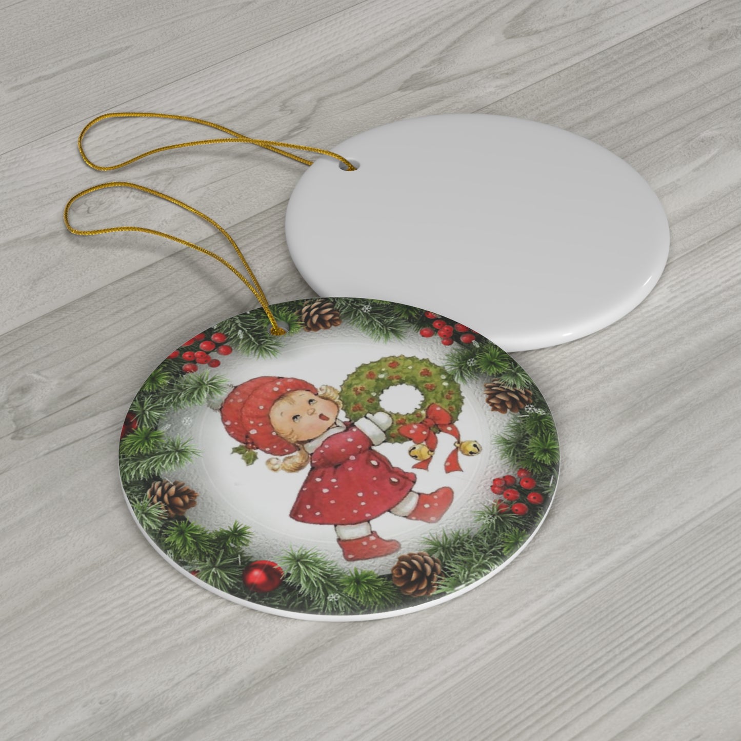 Xmas Kid Ceramic Disc Ornament             Item #4820591