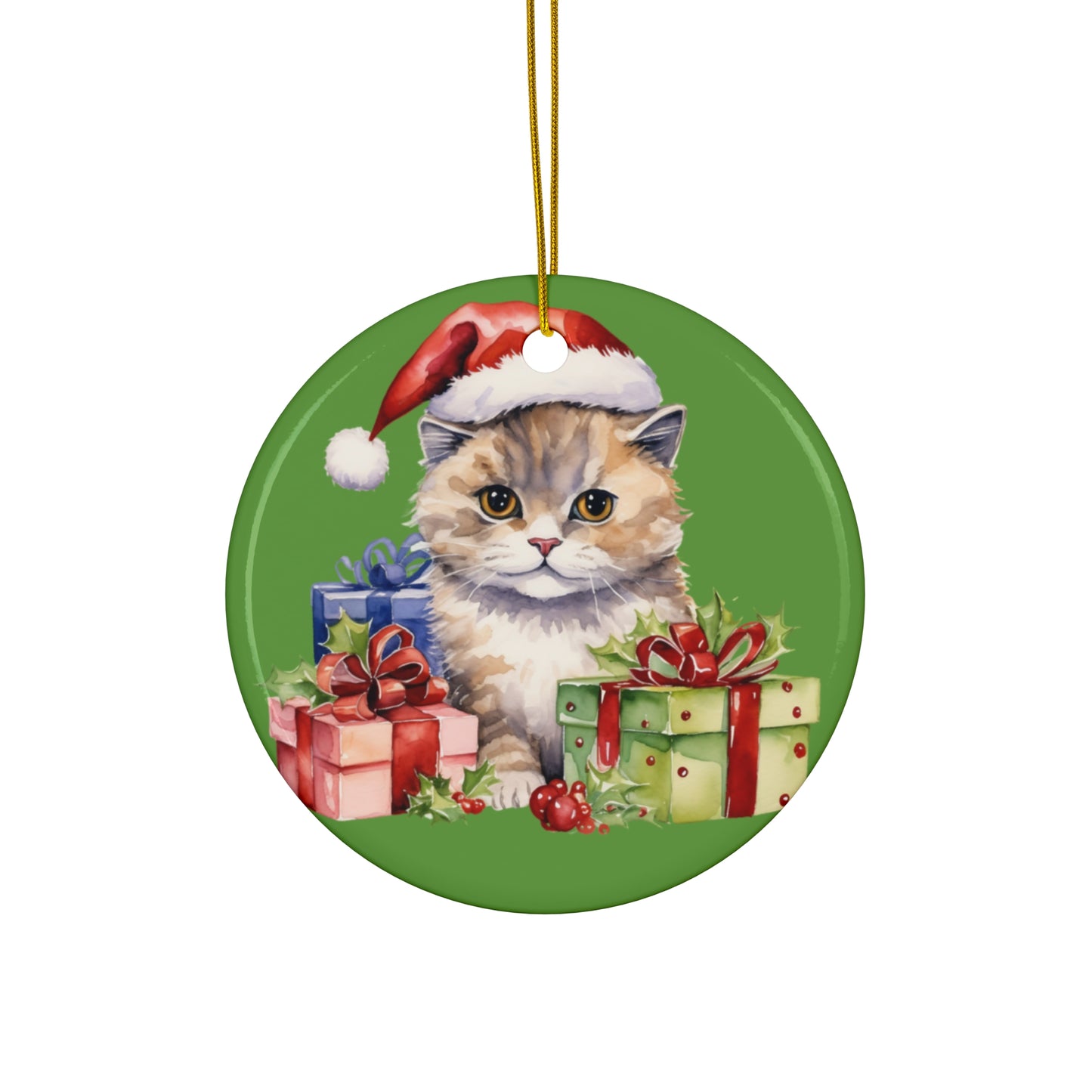 Ceramic Ornament - Christmas Cat      Item #7870459